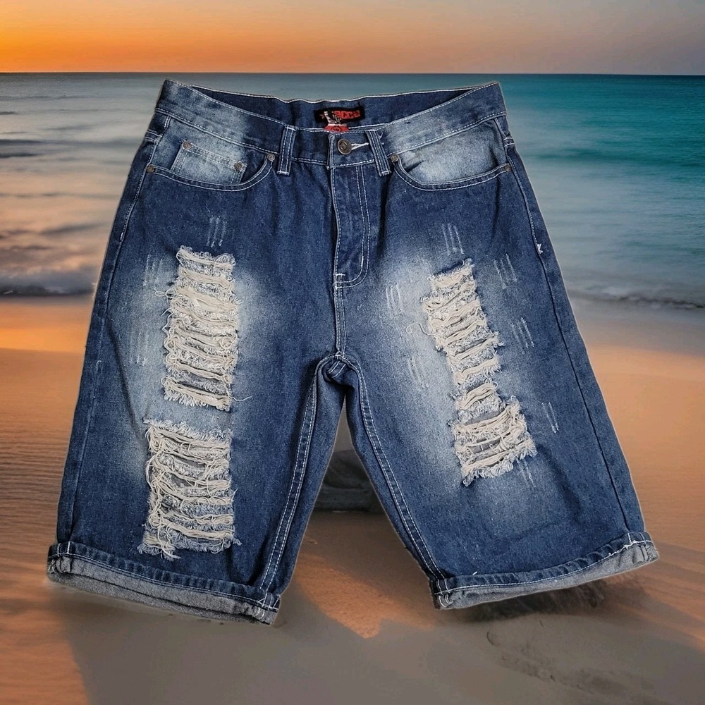 Vintage Mecca Shorts Mens 32 Distressed Denim Baggy Hip Hop 90's‎ Y2K Streetwear